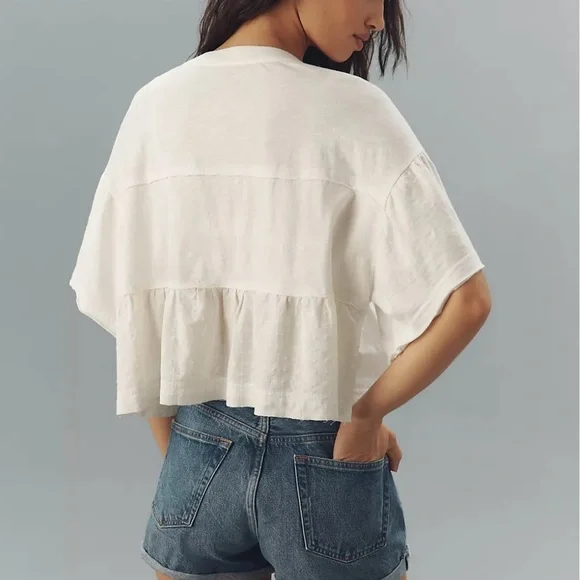 Pilcro Anthropologie White Lace Detail Top nwt - Picture 4 of 15